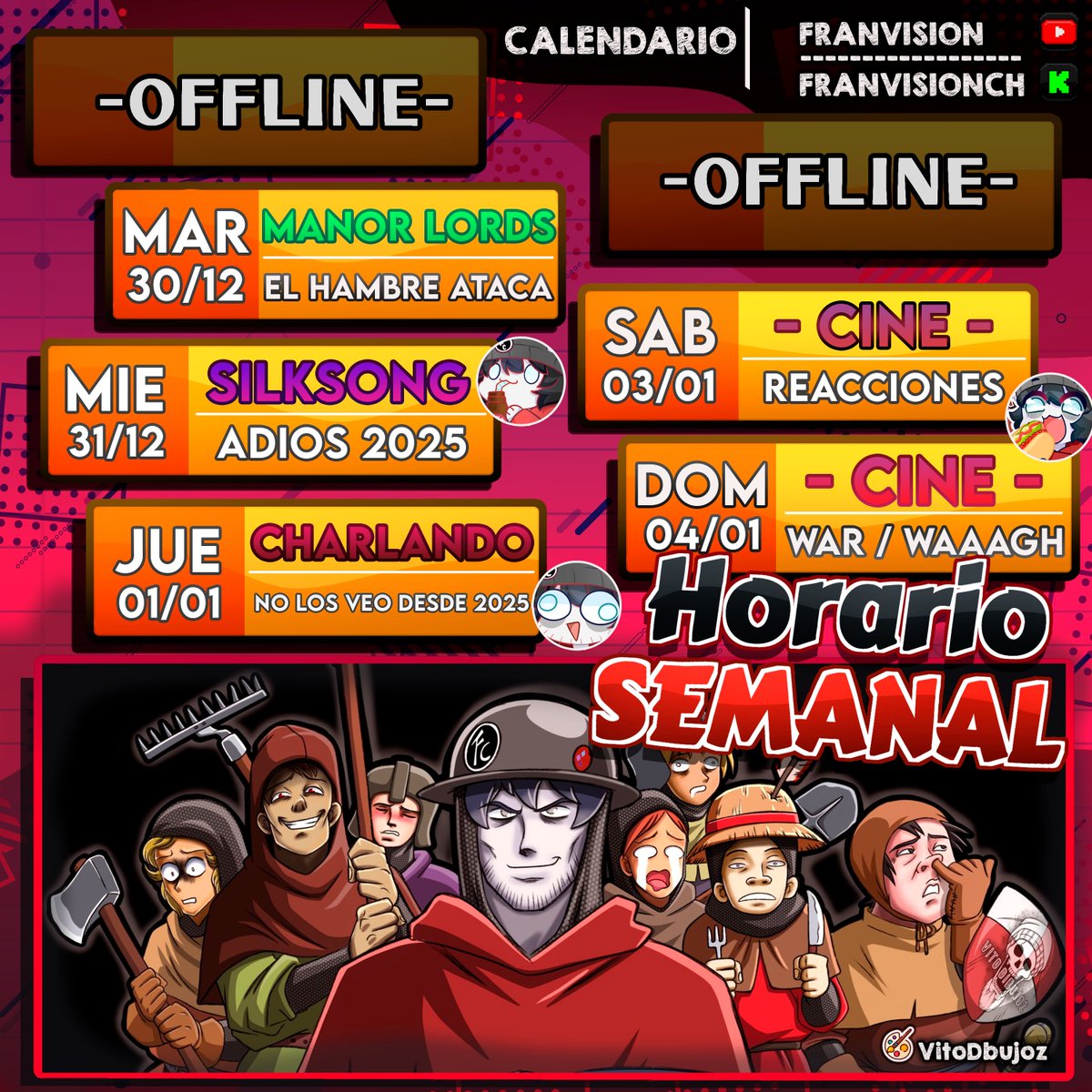 ▶️Comentario: Voy a hacer como que la semana pasada no paso... jaja. Feliz Fin de año a todos. Ya la otra semana me pongo en marcha con encargos y arreglos.

🕙Semana: 40
✏️Arte Destacado: <a href="/Vito_dibujoz/">VitoDbujoz</a> 

#franvision #Franarts