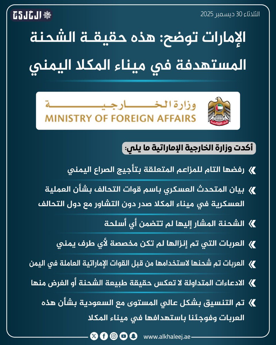 MustafaAlzaroni's tweet photo. تم التنسيق بشكل عالي المستوى مع السعودية بشأن هذه العربات وفوجئنا باستهدافها في ميناء المكلا . . 

بكل بساطة لديهم العلم الكامل والأوراق مكشوفة !

فيا تُرى لماذا التصعيد؟

ولم التحرك في تويتر منذ مدة بالهمز واللمز، وكأنه مشروع مخطط ومجهز؟

ولكن في نفس الوقت ما هو المشروع على أرض الواقع؟

إن ترك المنطقة في حالة صراع ليس استراتيجية مستقبلية !؟

وقد طال هذا الأمر وتستحق الشعوب العربية التي عاشت في صراعات منذ ما يطلق عليه الربيع العربي أن ترتاح وتعيش حالة أفضل مما هي عليه الآن