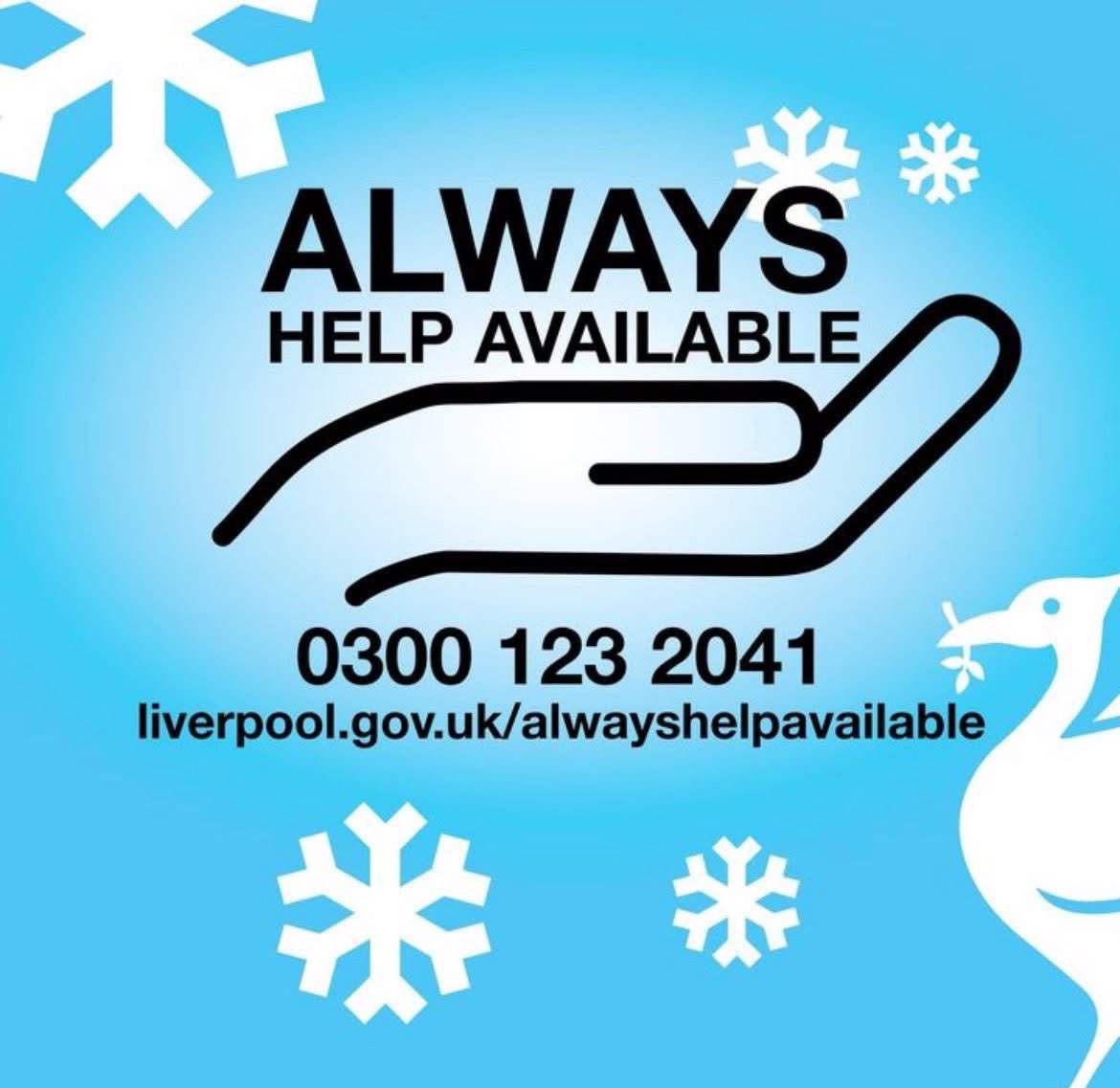 William_OldSwan's tweet photo. Due to a drop in temperature, Liverpool's Severe Weather Emergency Protocol (SWEP) is in effect.

If you see anyone sleeping rough, please call 0300 123 2041 and our 24/7 outreach team will seek to provide emergency accommodation.

#AlwaysHelpAvailable https://t.co/f0VKIbyRtQ
