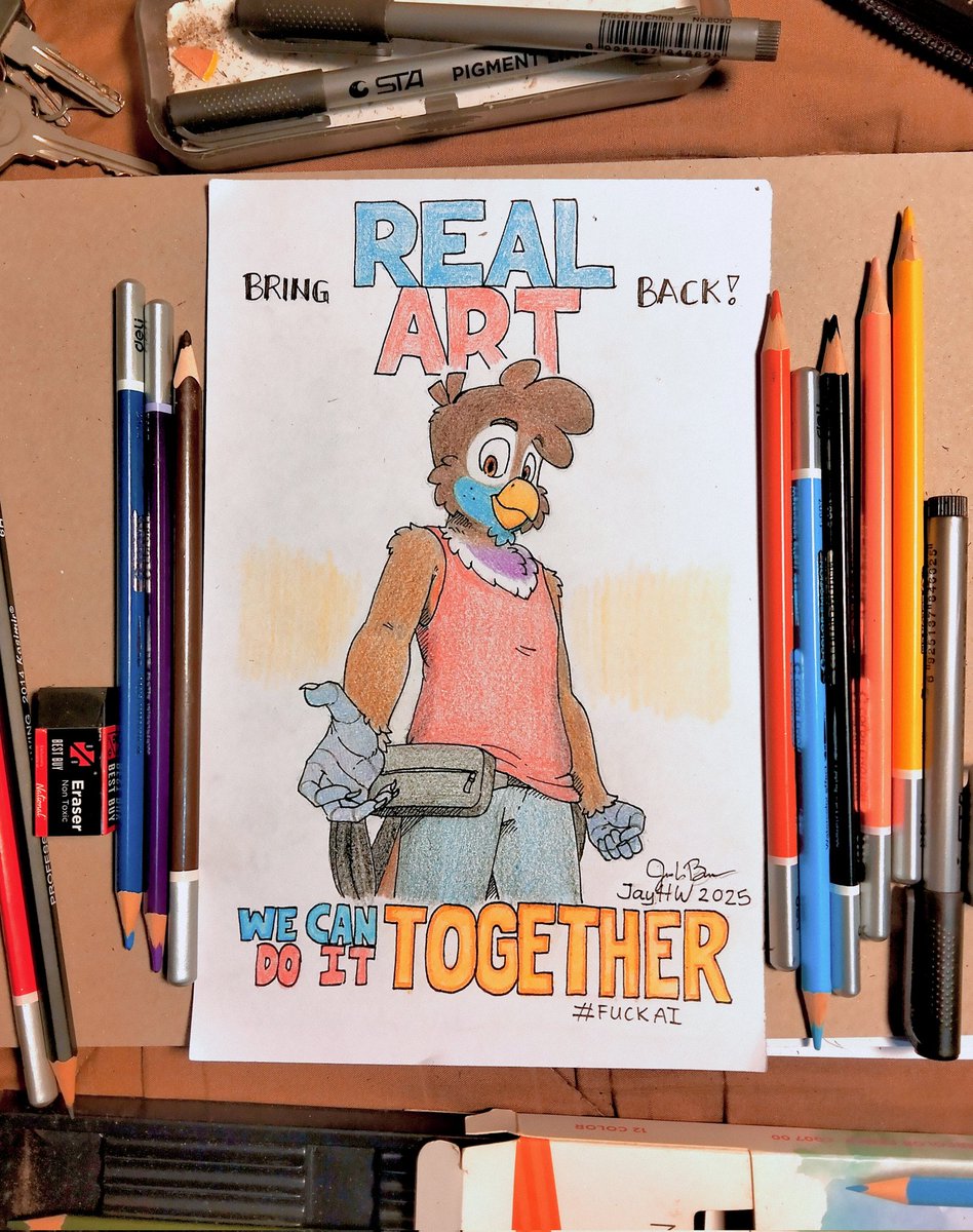 JayHeartwing's tweet photo. With this current battle against AI slop, I decided to turn back to my original roots, traditional art. So expect me to throw in traditional sketches sometime in this upcoming year. 

We'll bring REAL ART back, baby! https://t.co/fIU4cwf4EP