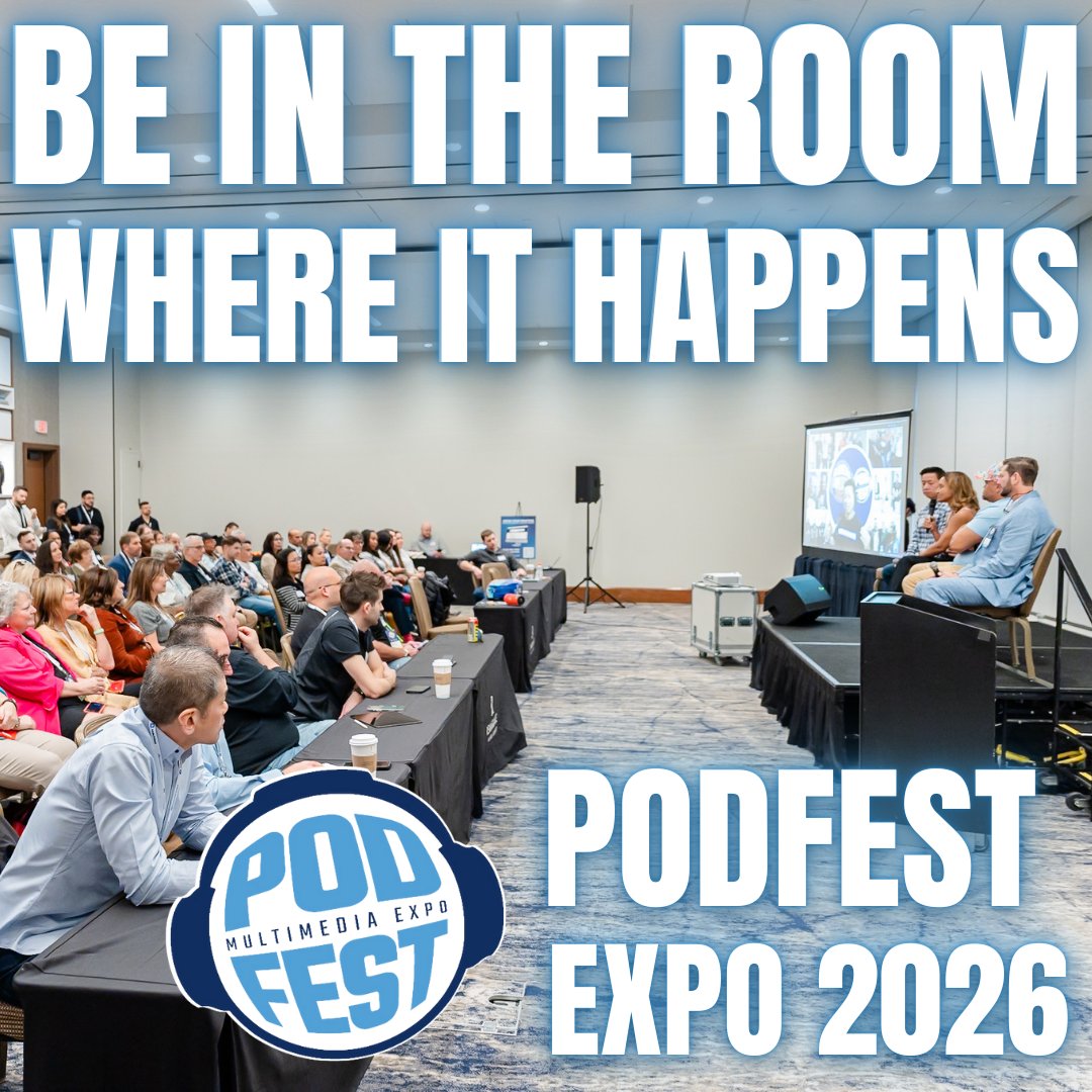 podfestexpo's tweet photo. You've been waiting for it... ⏳
...and Podfest 2026 is just weeks away. 🗓️
Don't you want to be in the room where it happens? 👍
#podfest #podfestexpo #podcast #podcasting #podcaster #convention #expo https://t.co/CxVbWQUWKn