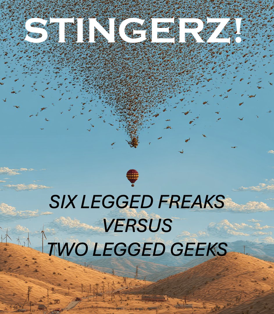 PlattJon's tweet image. STINGERZ!
Desperate to be feted as heroes, two nerdy slackers stage a fake invasion of giant hornets and pretend to save their small town. 
Their scheme goes brilliantly, only to fall disastrously apart when the hornets turn out to be all too real...
#Screenpit #HoCo #Fea