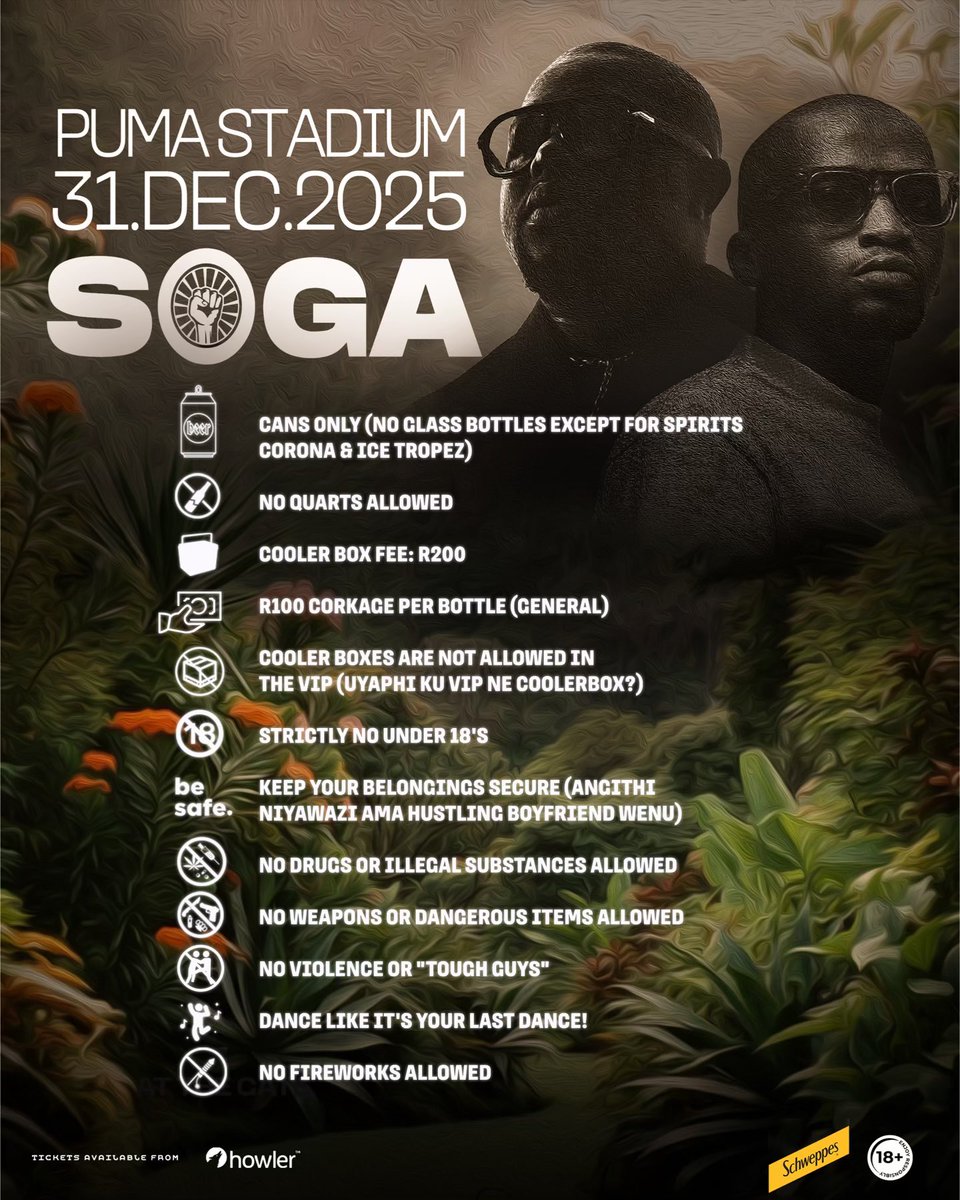 SogaEvents's tweet image. HOUSE RULES – PLEASE READ 🚨

🔞 Strictly no under 18s allowed
⚠️ Do not buy tickets from resellers — tickets are ONLY valid via Howler. Avoid scams.
📸🚫 No photographers allowed unless officially accredited by SOGA.