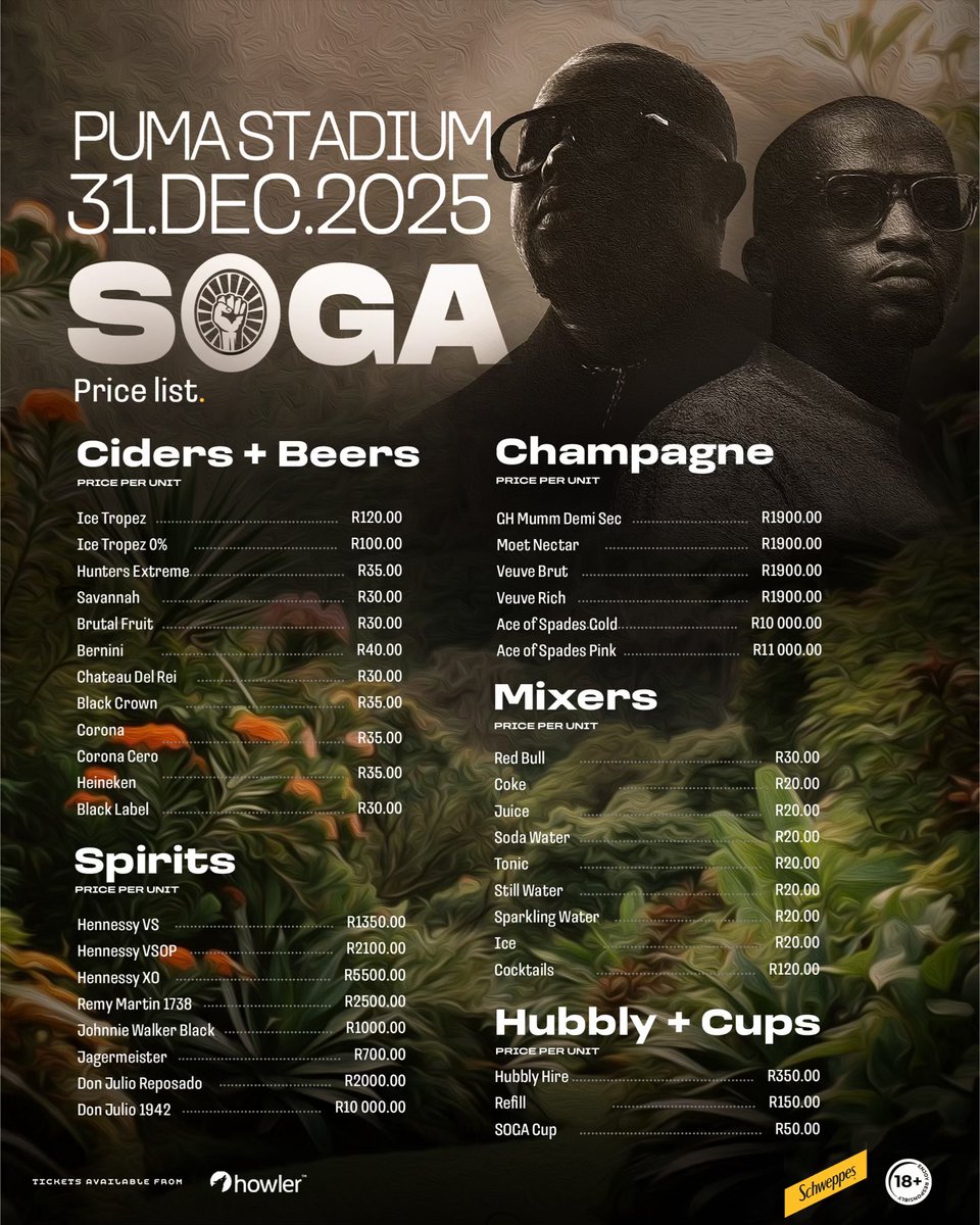 SogaEvents's tweet image. Cards washed &amp;amp; polished? 🥂
As’phuzeni! ✨

🎟️ Tickets on Howler close at midnight night: howler.co.za/Soga-Dreamers

#SOGANYE #SOGA #Witbank #DREAMERS