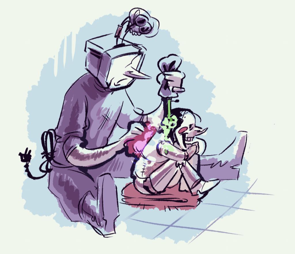 kiselniy's tweet image. currently in the middle of exams scribbling them for mental stability 

#spamtenna #deltarune