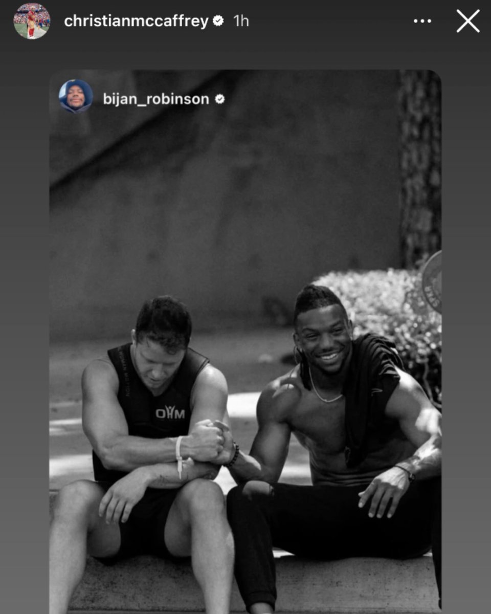 Bijan Robinson posted this on his IG after going nuclear against the Rams on MNF 

CMC and Bijan trained together this offseason so it’s cool to see Bijan show respect to McCaffrey, especially after dominating The Rams 🙌🏼
