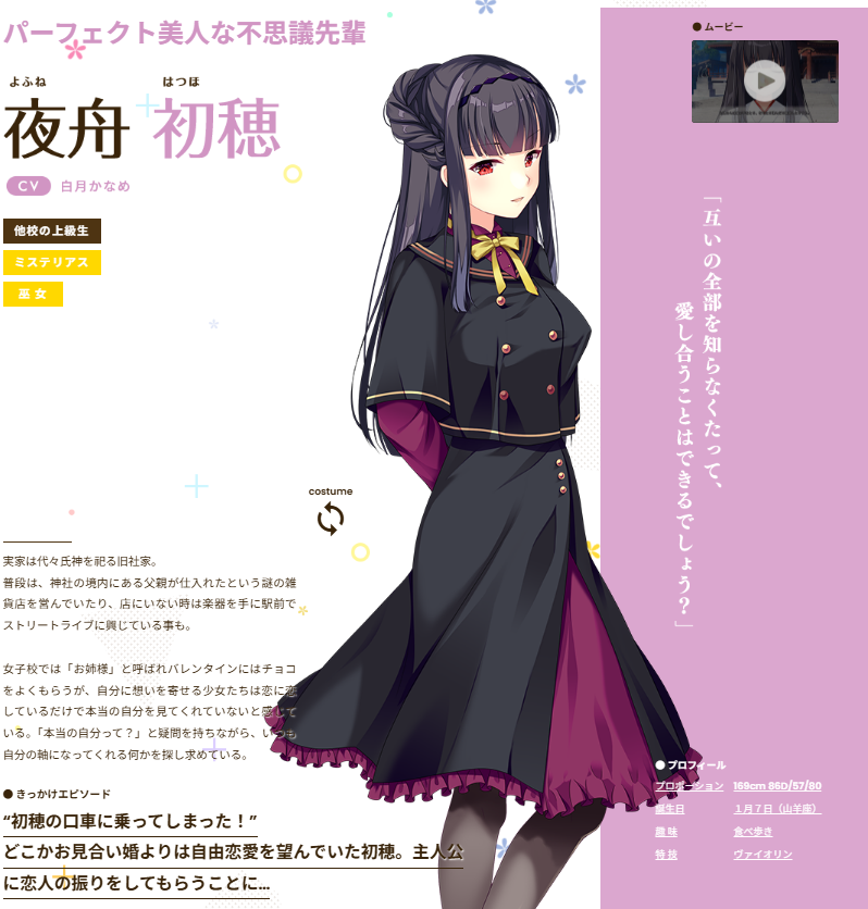 本日1月7日は、夜舟初穂さんの誕生日です。 お誕生日おめでとうござい