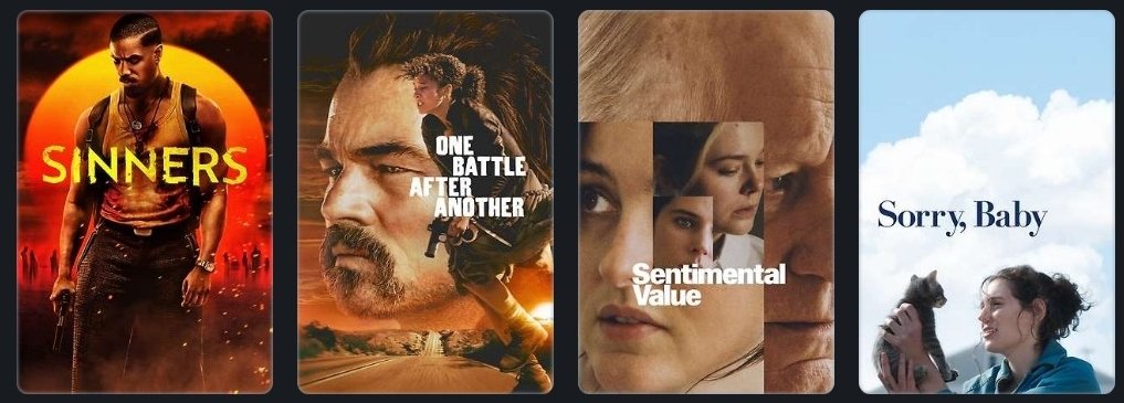 I think I'm done with new releases for this year so here are my top four films of 2025.