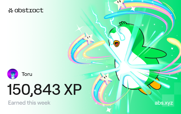 I just earned 150,843 XP on <a href="/AbstractChain/">Abstract</a>  — my highest ever.

It was never the goal. It’s simply the result of having fun, staying active, and truly enjoying the Abstract Chain journey.

When you enjoy what you do, the XP follows. ✨
