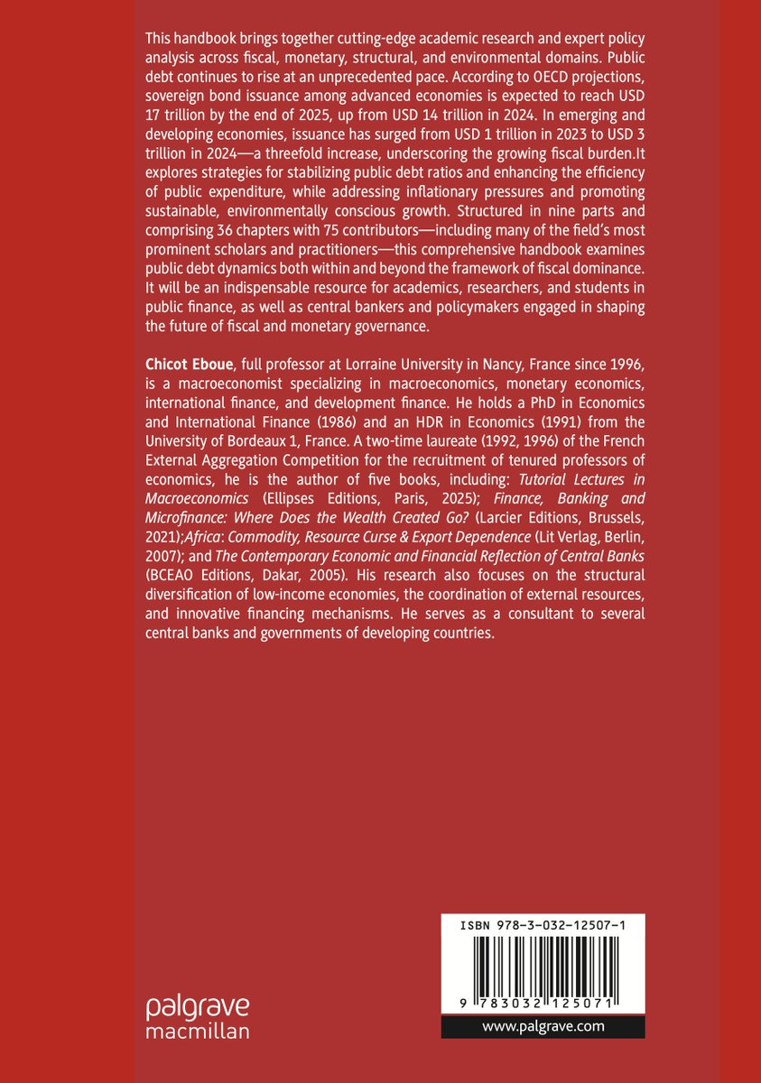 paul_tsasa's tweet image. Ravi d’avoir reçu, en cette fin d’année, le message du Professeur Chicot Eboue annonçant la parution de notre article, publié au chapitre 18*, dans The Palgrave Handbook on Public Debt &amp;amp; Policy Mix. 

*Chapter 18: “Macroeconomic Stabilization and the Monetary-Fiscal Policy Mix:…