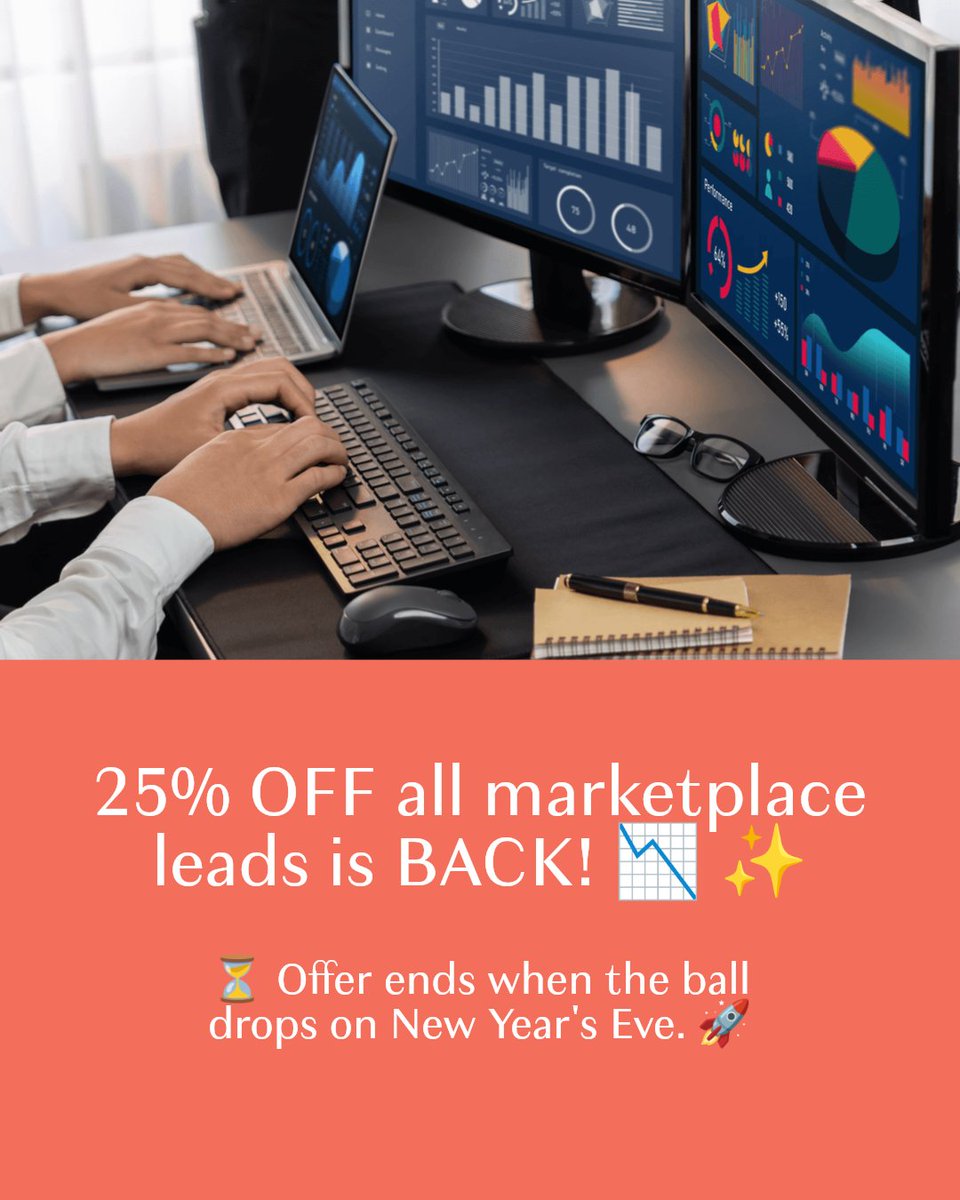 thefinancialize's tweet photo. Our marketplace is overflowing with leads, but the dance floor's empty! 🥳 Time to flip the switch: 25% OFF all marketplace leads is BACK! 📉✨ Your VIP pass to high-intent leads before New Year.
https://t.co/sudtiWMX4o
#Financialize #LeadGen https://t.co/xWXTMovvej