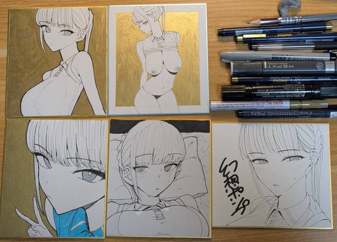 コミケに持ってく色紙たくさん描きました! この後も描きます 