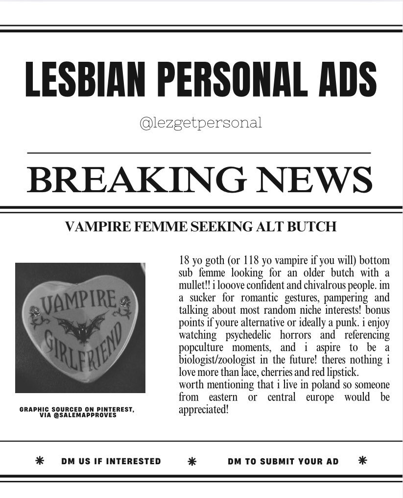 lezgetpersonal's tweet image. Eastern European alt butches to the front! This vampire femme is seeking you!
.
.
.
.
.
#femme4butch #butchfemme #highfemme #butch4butch #switch #lesbians #studfemme #studs