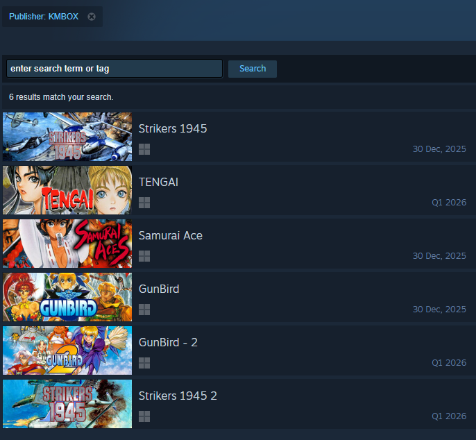 Psikyo Shooters are back on Steam, this time under new publisher KMBOX

store.steampowered.com/search/?publis…