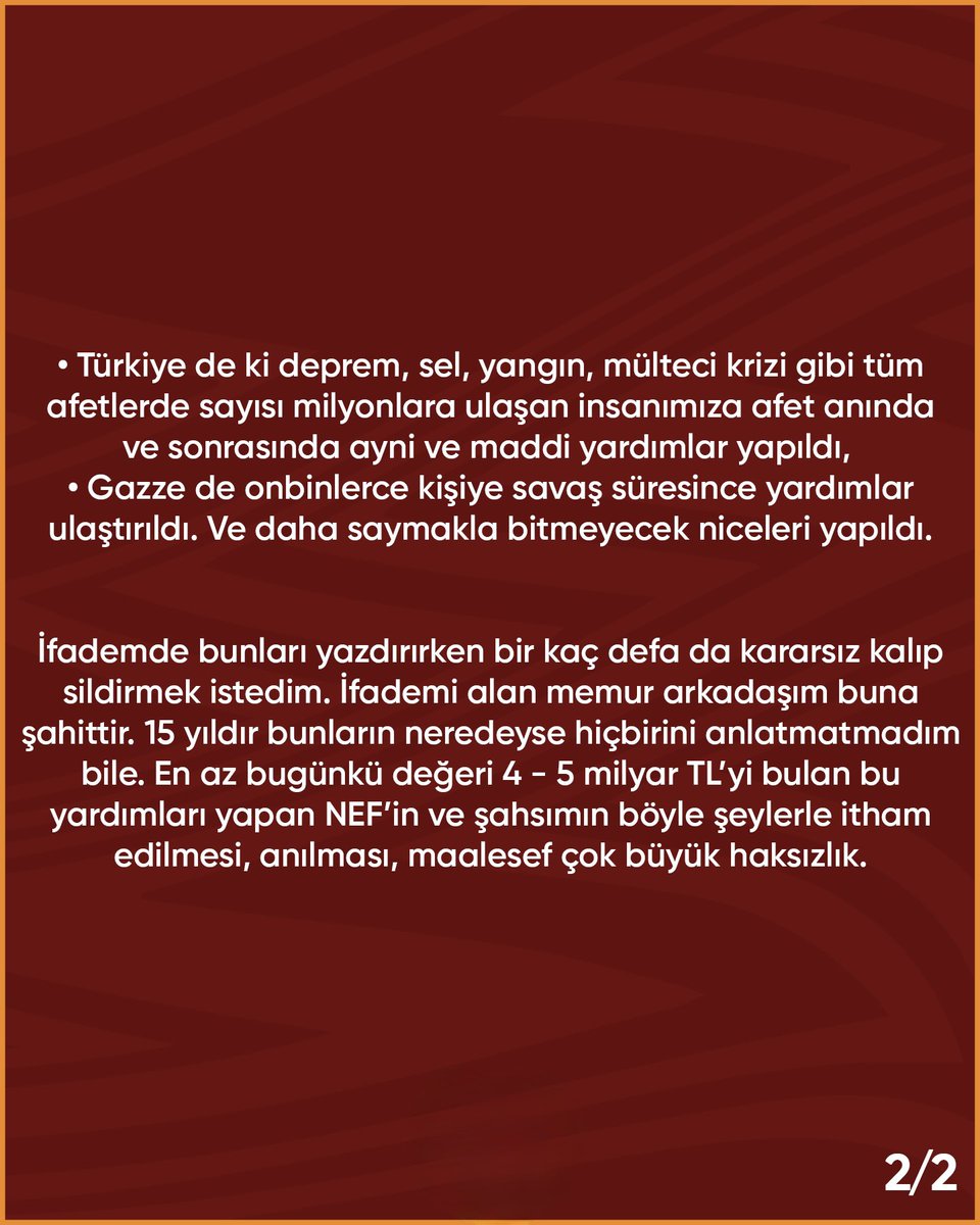 Erden Timur’un bugüne kadar açıklamaktan imtina ettiği hayırları.

Kendi ifadesinde mecburen belirttiği için artık herkes tarafından bilinmesinde bir sakınca yok.

Suçsuzluğundan şüphem yok en kısa zamanda Allahın izniyle ailene ve sevdiklerine kavuşacaksın.