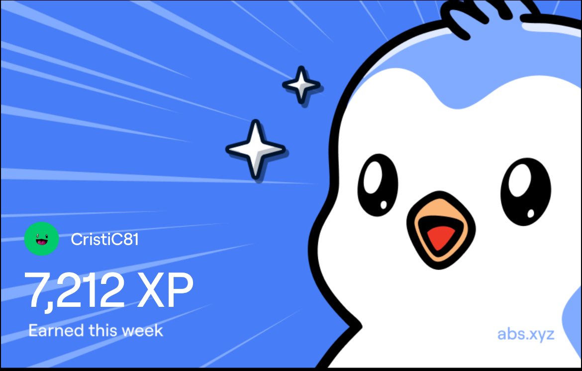 Final 2025 XP for me on <a href="/AbstractChain/">Abstract</a> and I bagged 7.2k this week.

Enough to be considered among top 1% XP Earners.💪

I’m sure that my $PENGU holdings and XP earned via Abstract portal will get me a nice stimmy when Abstract will have its TGE.