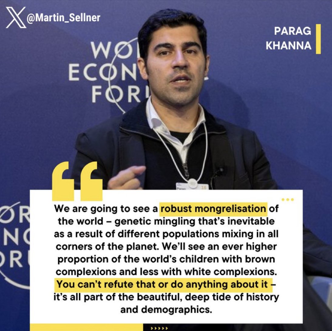 "The future of scotland is Asian"

Demographic "expert" Parag Khanna, is a member of the CFR and ECFR, speaker at the WEF and was an advisor to Obama. He said in an interview "the future of Scotland is Asian", and an anti-white global "mongrelisation" is unstoppable and