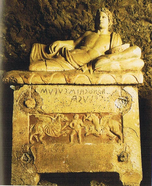 The a man between two griffins suggests the guarding of wealth.The griffin is a fabulous beast with the head and wings of an eagle and the body of a lion.The legend of the griffins is Asiatic in origin Griffins are known to have been one of the stylized  forms in Scythian art