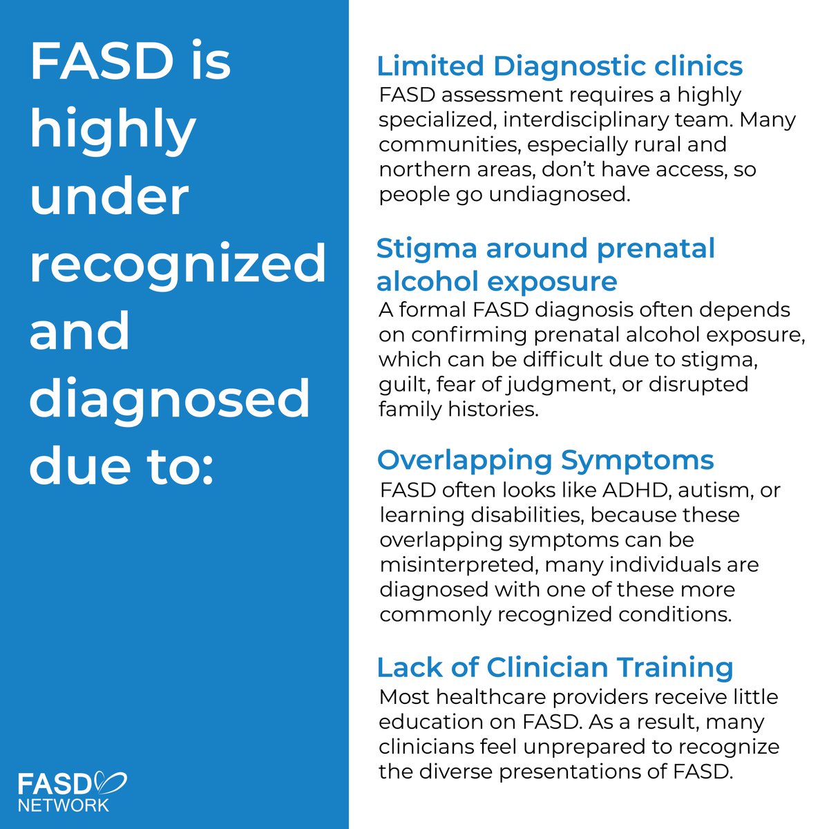 FASD is highly under-recognized, not because it’s rare, but because it’s often missed. When we address stigma, improve access, and build FASD-informed systems, we create better pathways to support.