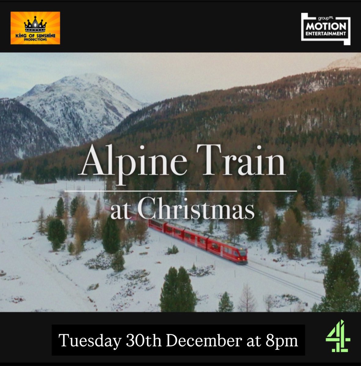 KingOfSunshineP's tweet photo. Another chance to catch last year’s special about the magical Bernina Express running from Switzerland to Italy. @hughbon narrates tonight at 8pm on @Channel4 #alpinetrainatchristmas https://t.co/FrCsQ1UOf9