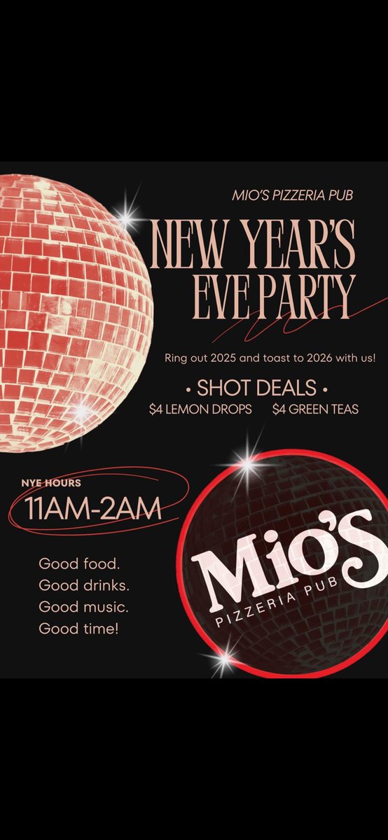 It’s time to celebrate all the good memories of 2025 (or drink away the bad ones!), and welcome all that comes with the 2026 year!! 🥂🍾Doors open at 11 and close at 2am with $4 green tea and lemon drop shots all day long!!! 🎉🎊🪩🕺#Bearcats #NewYearsEve