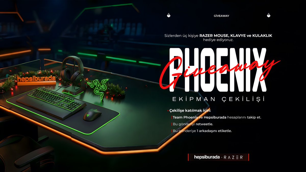 🎄 Yılbaşı Hediyelerimiz Hazır! 🎁

Team Phoenix × Hepsiburada iş birliğiyle birbirinden güçlü RAZER ekipmanları sizleri bekliyor! 🔥

🎮 RAZER DeathAdder
🎧 RAZER Kraken X Lite
⌨️ RAZER Ornata V3 X

Katılmak için:
🔸 <a href="/teamphoenixtr/">Team Phoenix</a>  ve <a href="/hepsiburada/">Hepsiburada</a> hesaplarını takip et.
🔸 Bu