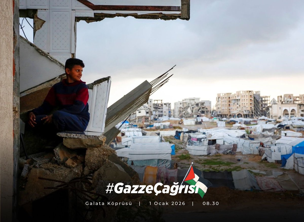 Katiller, kendilerine tahammül edildikçe daha çok azarlar.
Biz katillere asla tahammül etmeyeceğiz.
*
Sinmeyeceğiz,
Susmayacağız,
Sesiz kalmayacağız,
Filistin’i unutmayacağız.
1 Ocak sabahı Galata Köprüsünde olacağız.

 #GazzeÇağrısı 

📍 Galata Köprüsü
🗓 1 Ocak 2026
⏰ 08.30