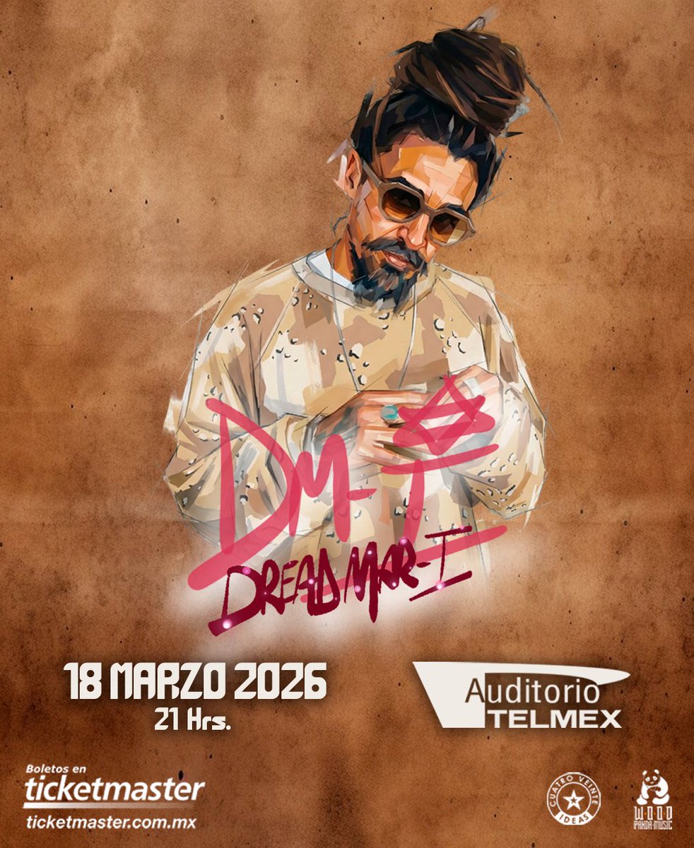 🔥 Dread Mar I llega al Auditorio TELMEX 🔥
Una noche para escuchar, cantar y vivir el reggae, un show sólido, íntimo y poderoso. 🎶

📅 8 Marzo 2026 | 🕘 21:00 hrs
🎫 Venta general: 30 de diciembre – 12:00 hrs

📍 Boletos en Ticketmaster y taquillas del Auditorio TELMEX.