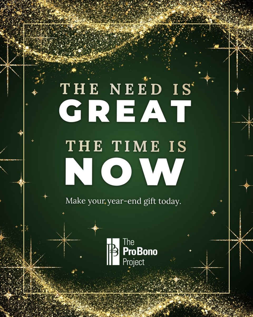 The need is great. The time is now.

Make your year-end gift to The Pro Bono Project today at bit.ly/3Mo3VHF