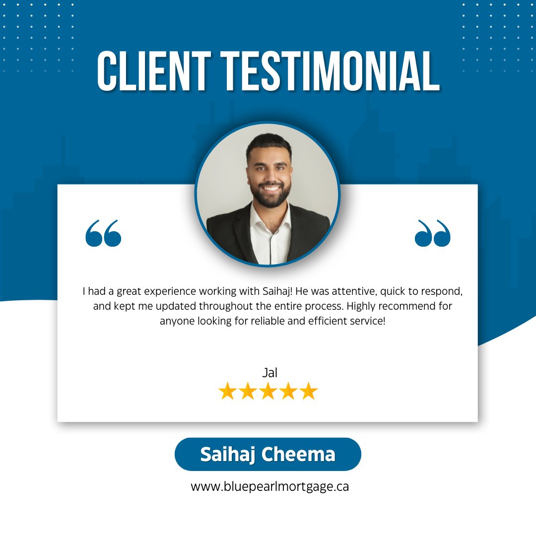 BluePearlMtge's tweet photo. We’re always grateful when clients share their experiences — and Saihaj continues to earn incredible feedback. 💙

From quick responses to attentive service, he makes the entire mortgage process feel smooth and stress-free. https://t.co/jOR5rGqskC