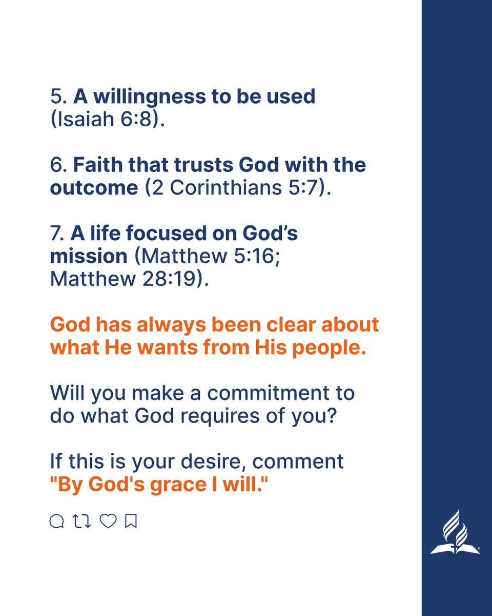 adventistchurch's tweet photo. God has a standard for His people. Not to burden us, but to shape us. And He never asks for anything without offering His help to live it out.

As we step into 2026, here are 7 things God is calling His people toward. https://t.co/fSa63YvuQT