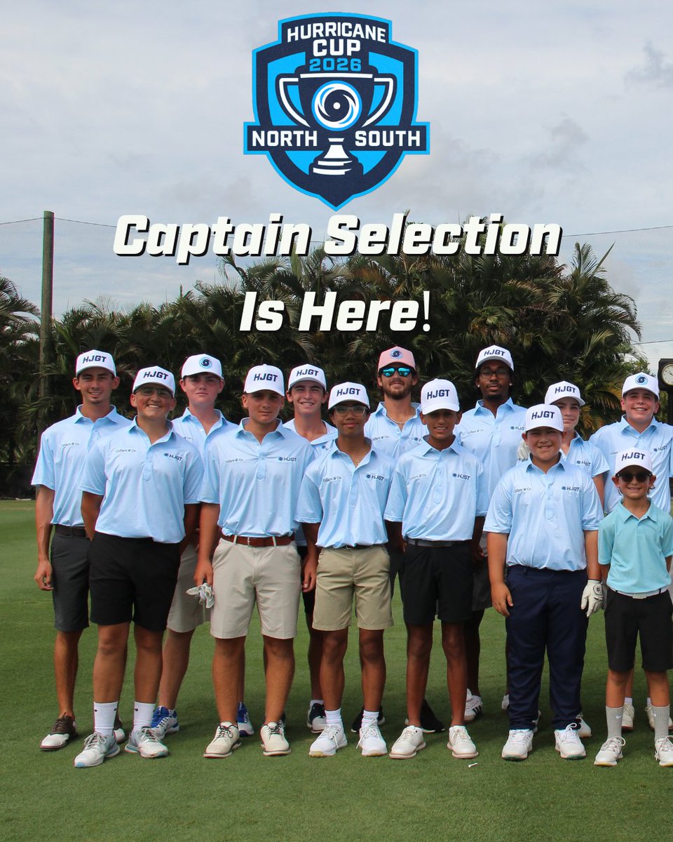 HJGT's tweet image. Hurricane Cup captains wanted 👀
One captain per division for Team North and Team South.
Want in? Send us a short video to info@HJGT.org with your name, division, team, and why you should lead.

Captains announced at the dinner.
#HurricaneCup #HJGT #JuniorGolf