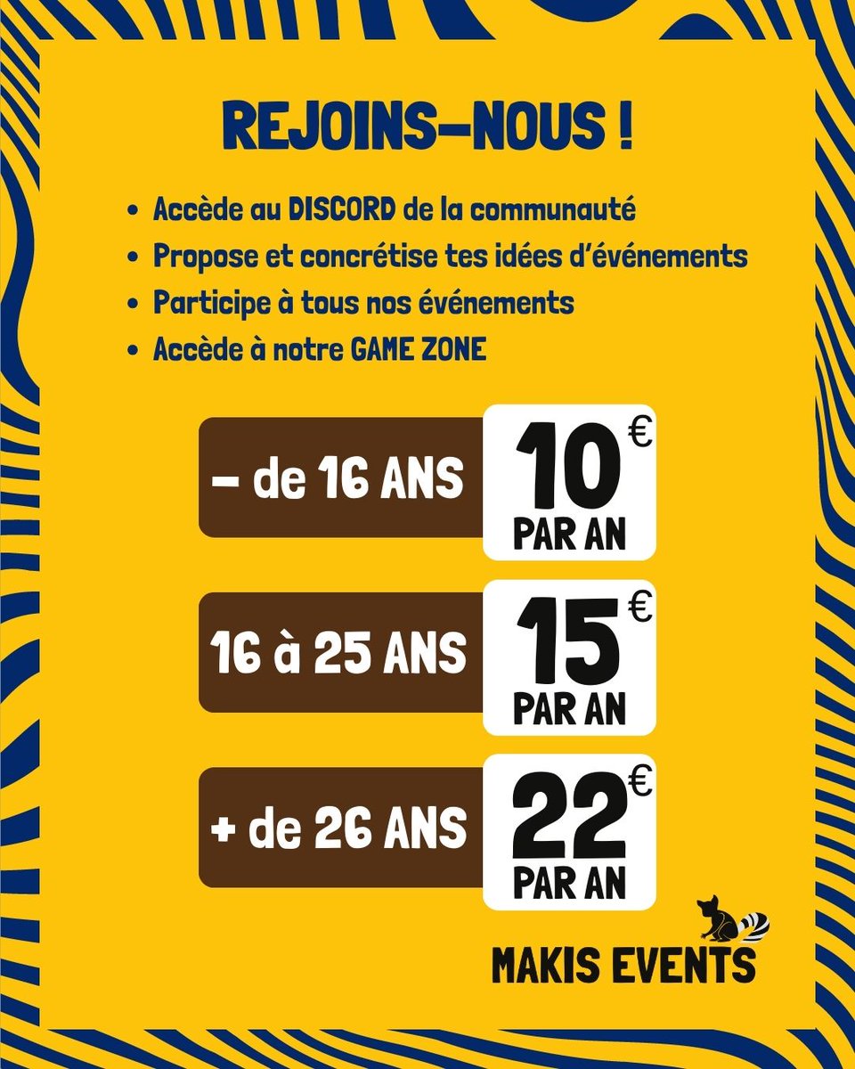 makis_events's tweet photo. Adhésion MAKIS EVENTS ouverte pour 2026 🎮

Si tu es passionné.e de jeux vidéos et que tu souhaites t'investir au sein de l'association dans le but d'organiser des évènements et/ou jouer avec l'ensemble des membres.

Envoie-nous un message, nous t'accompagnons dans ton adhésion. https://t.co/fStGjMwBeS