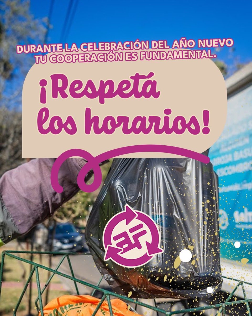 🎇Chequeá los horarios de recolección para el Año Nuevo y asegurate de sacar la basura en el momento adecuado. 
¡Festejemos todos con una ciudad limpia!