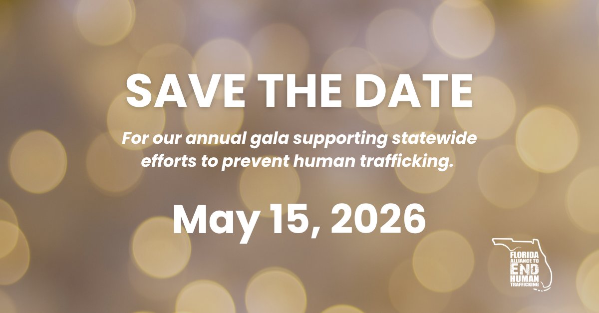 Join us on May 15, 2026, for our annual gala supporting statewide efforts to prevent human trafficking and offer grant opportunities throughout the state. 

More details will be shared soon. For now, mark your calendar and plan to be part of this important evening.