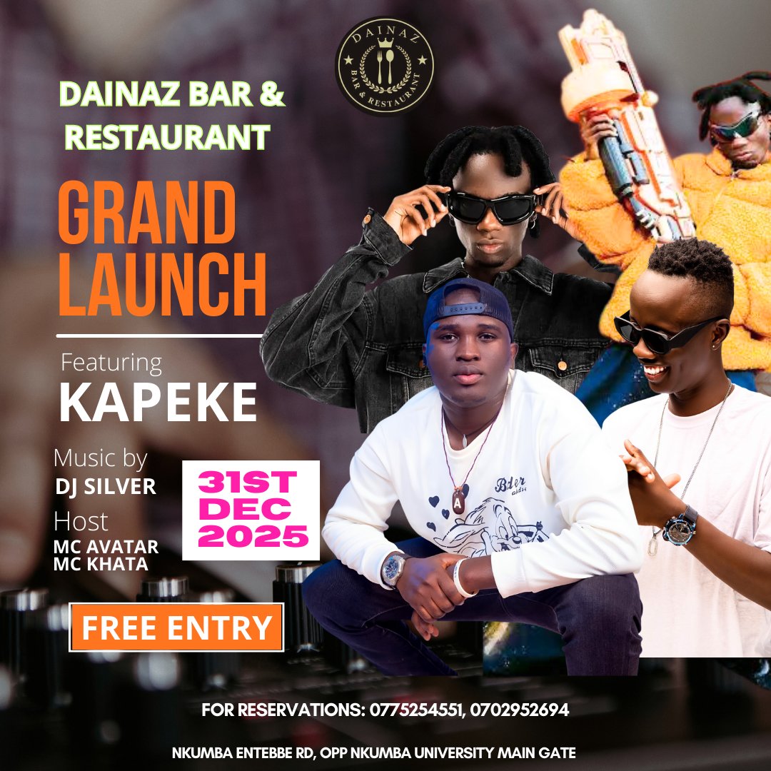 DainazBar's tweet photo. The long-awaited day is finally here!
The Grand Launch of @DainazBar is tomorrow, 31st December 2025 🥂
🔥 Live performances led by Kapeke
🎧 Great DJs &amp; energetic MCs
Come ready for nonstop fun!

#DainazLaunch #31stDecember #KapekeLive #GoodVibes #sstvi #nightlife #หลิงออม https://t.co/FT4ZxlqHs2