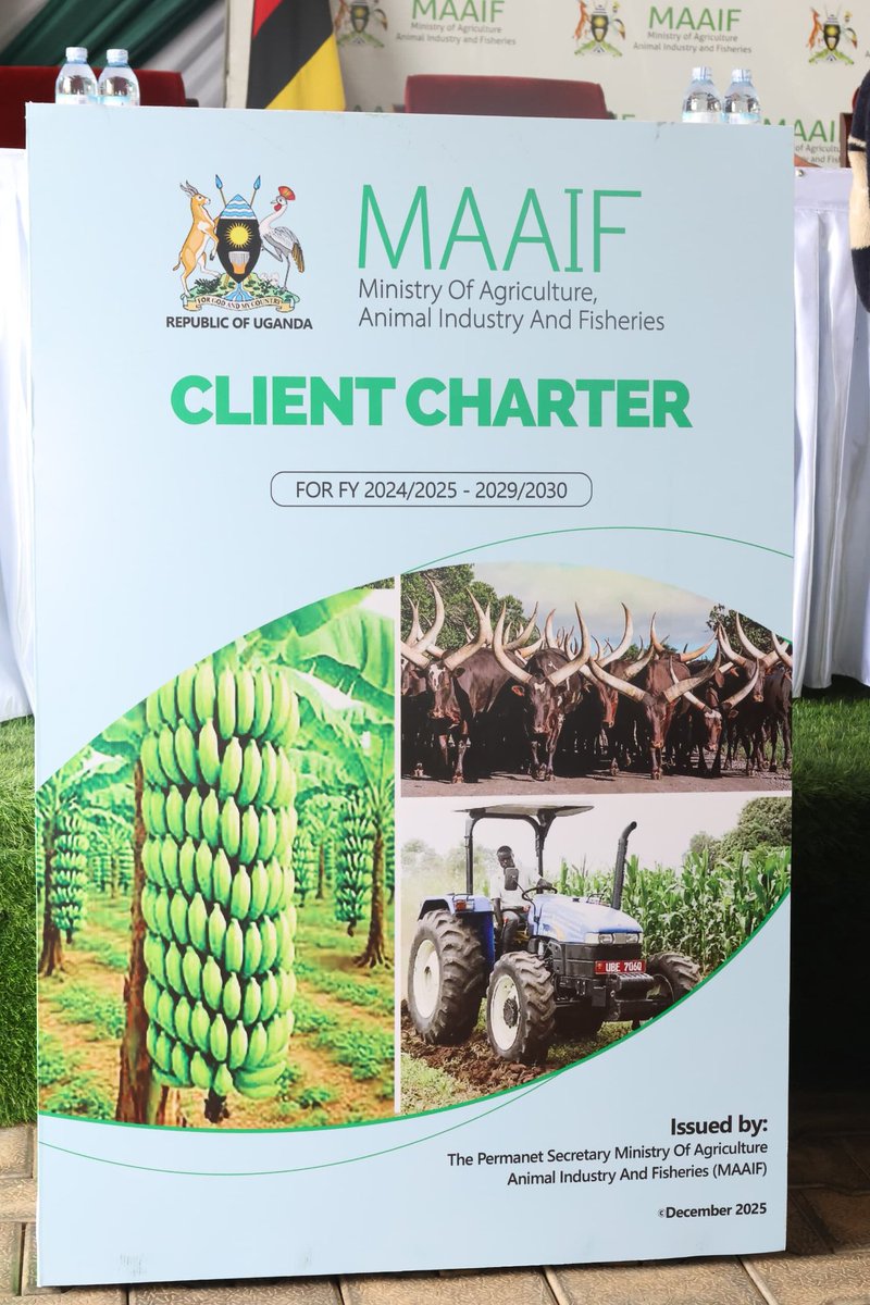 Today at <a href="/MAAIF_Uganda/">MAAIF 🇺🇬</a> HQ in Entebbe, I presided over the launch of three key statutory instruments:  
✅ Agriculture Strategic Plan  
✅ Service Delivery Standards  
✅ Client Charter 2030  

These documents will guide our sector towards efficiency, accountability &amp;