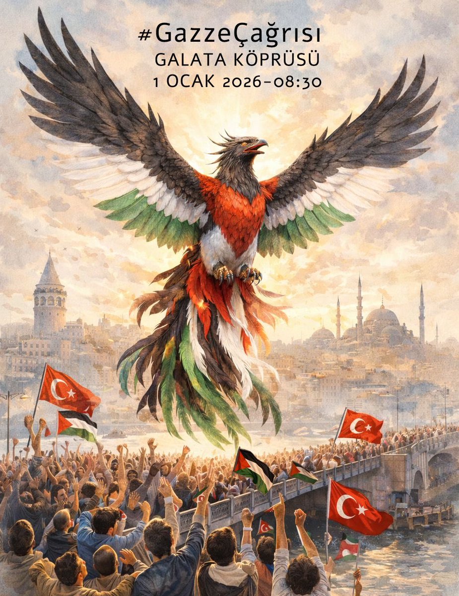Bir adım atıyoruz; görmezden gelmeye karşı.
1 Ocak’ta Galata Köprüsü’nde yürüyoruz. #GazzeÇağrısı 
📍 Galata Köprüsü
🗓 1 Ocak 2026
⏰ 08.30