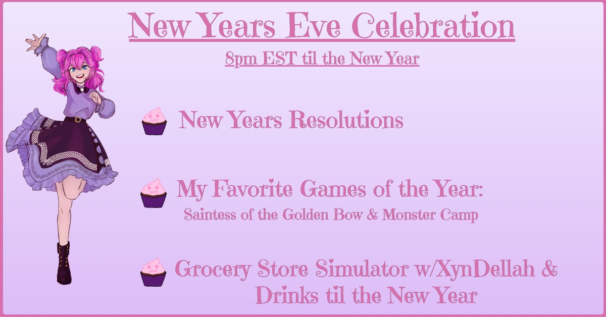 Collab (2-5pmEST) with <a href="/CharMaeMengMing/">✨ Charmaine ✨ Jester Vtuber 🐏🎭</a>  and Handcam (6-9pmEST) today, New Years Eve tomorrow at 8pm EST until the New Year!