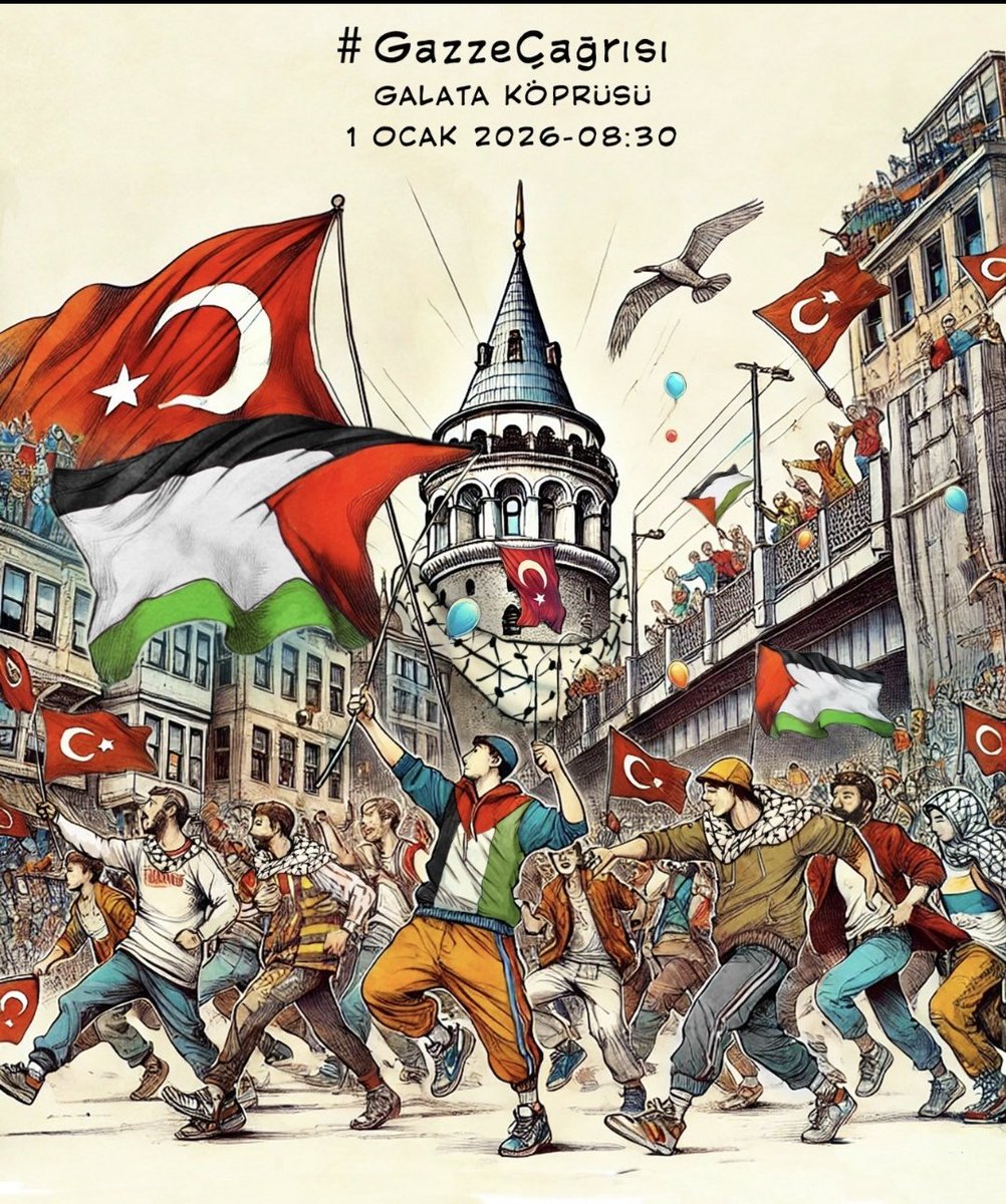 Bir adım sen, bir adım ben…

Yeni yılın ilk sabahında umuda yürüyoruz.

Galata’dan Gazze’ye bir vicdan köprüsü kuruyoruz.

📍 Galata Köprüsü
🗓 1 Ocak 2026 – 08.30

#GazzeÇağrısı