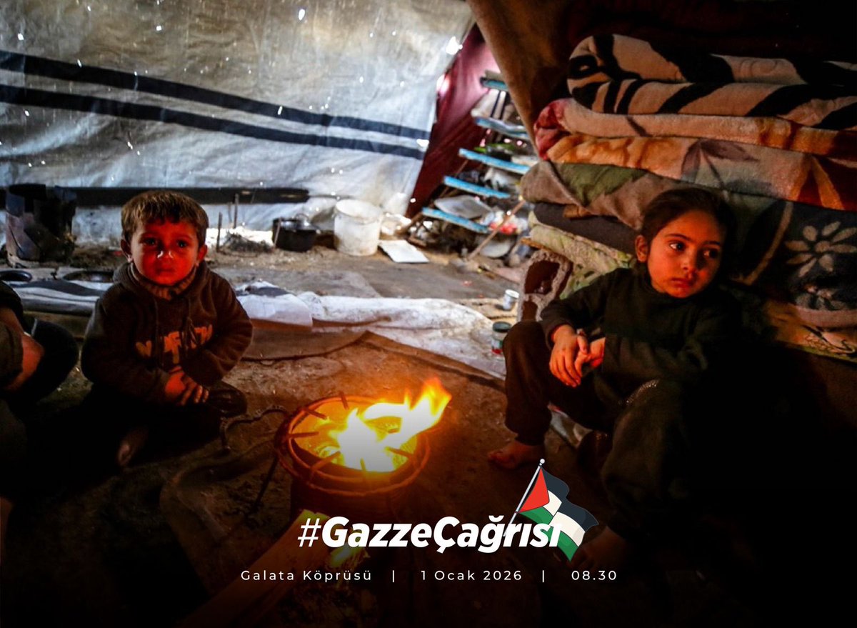 Yeni yılın ilk sabahı: Hadi sen de gel, umuda yürüyelim! #GazzeÇağrısı
📍 Galata Köprüsü
🗓 1 Ocak 2026
⏰ 08.30