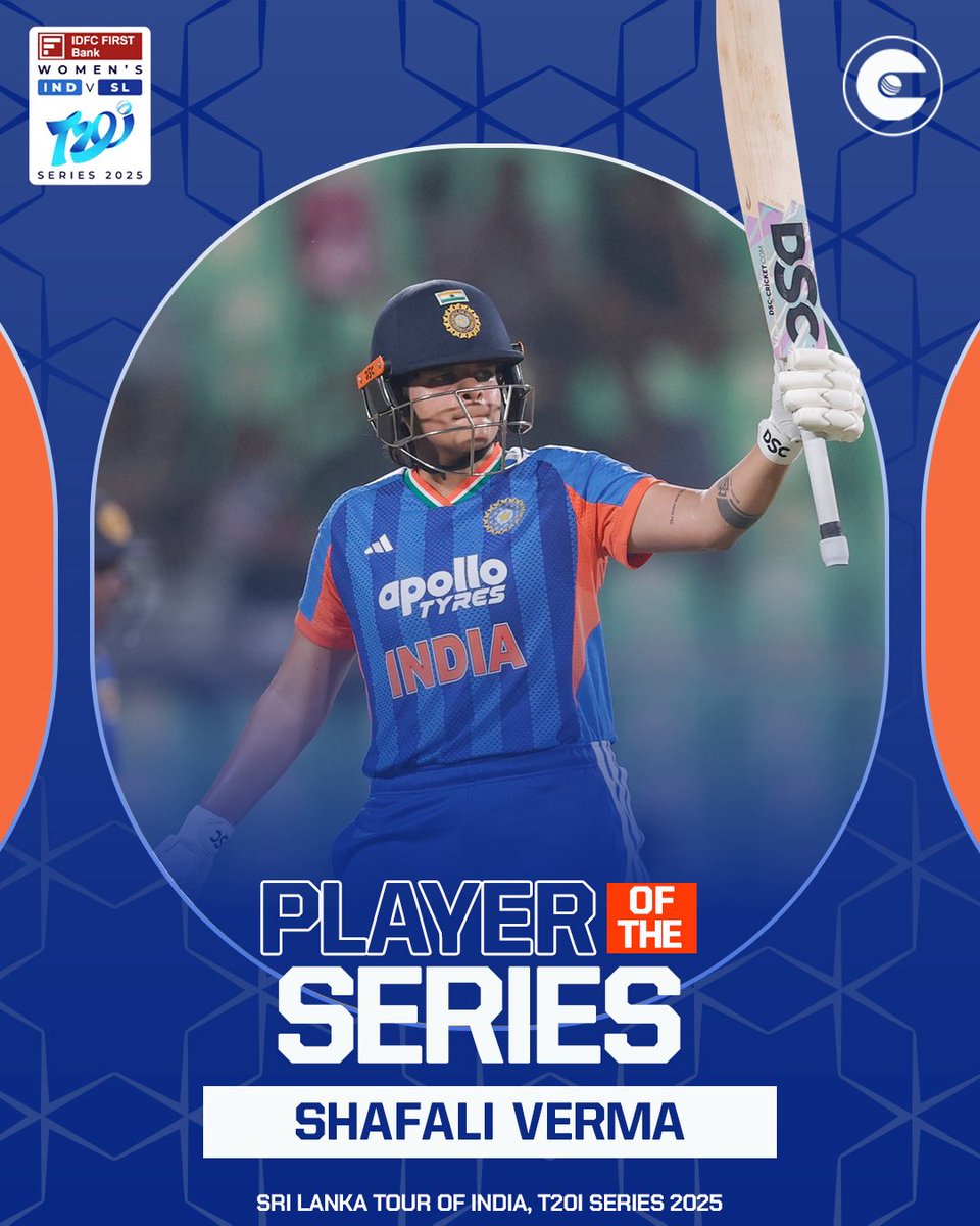 circleofcricket's tweet image. Shafali Verma deservingly wins the Player-of-the-Series award for scoring 241 runs with three fifties.

#INDvSL #TeamIndia