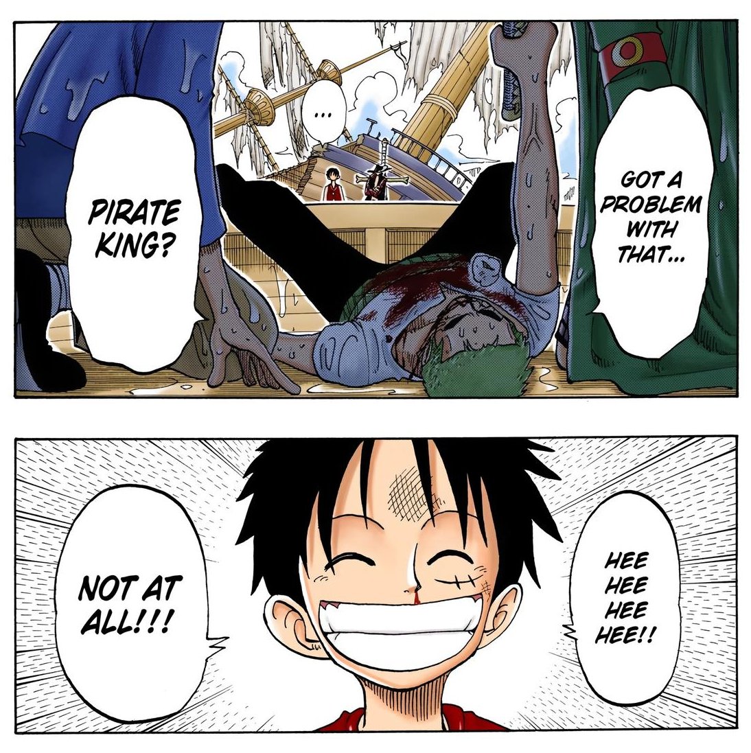 zoluloops's tweet image. Fun fact: Zoro is the first one piece character who canonically recognized and called luffy "pirate king". He's believed in luffy since the very start 💕