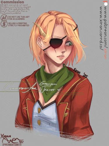 Another commission for Greyson Weaver of his #OC, Saga.
Full res &amp; 60s timelapse available on P★treon; free 120DPI ver. available later today.

Also, incoming art from the whole year later today/tomorrow.
#drawing #art #animeart