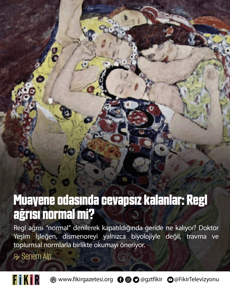 Muayene odasında cevapsız kalanlar: Regl ağrısı normal mi?

💬 Doktor Yeşim İşleğen, dismenoreyi yalnızca biyolojiyle değil, travma ve toplumsal normlarla birlikte okumayı öneriyor.

🖊️ Senem Alp

fikirgazetesi.org/2025/12/29/mua…