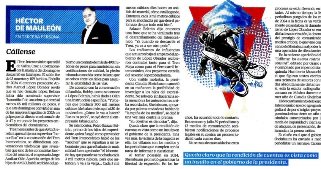 <a href="/hdemauleon/">Héctor de Mauleón</a> <a href="/El_Universal_Mx/">El Universal</a> Échenle una leída a la Columna de Héctor de Mauleón, da mucho sentimiento saber que todas las evidencias ahí están documentadas, grabadas...y no va a pasar nada, no habrá responsables, peor aún, los "villanos" -como siempre- son los periodistas