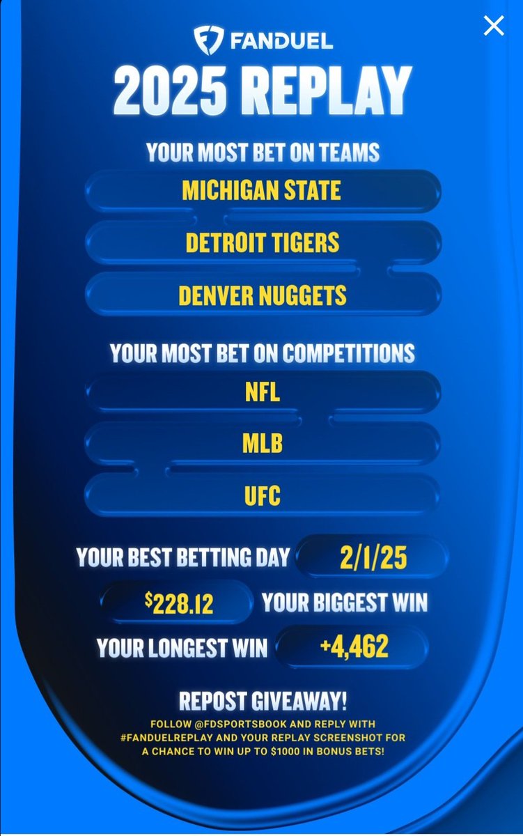 GooFan23's tweet photo. @FDSportsbook #FanDuelReplay https://t.co/KBL2CqYgdV