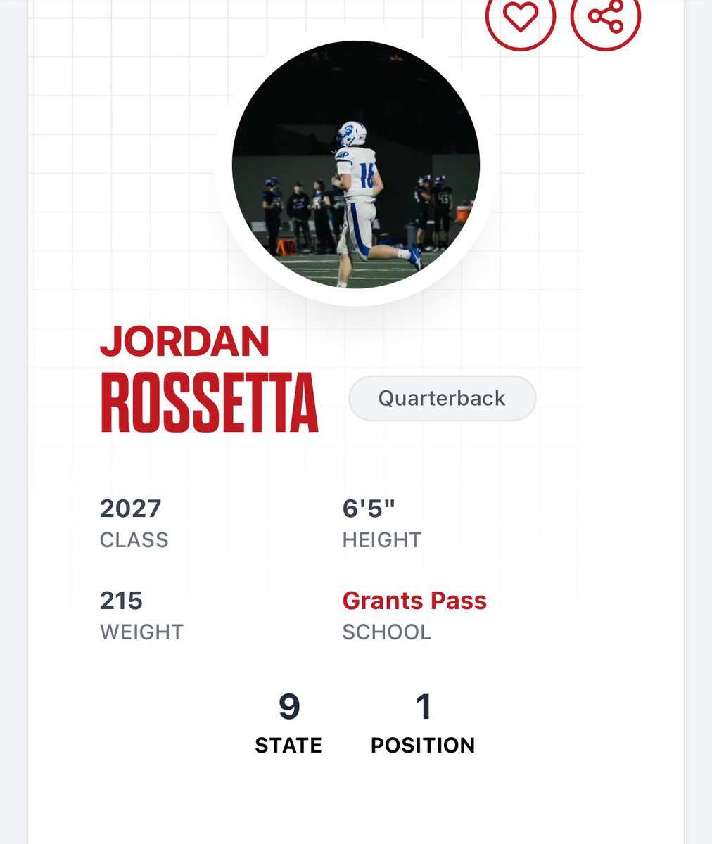 JordanRossetta's tweet image. Thank you @JordanJ_ and @PrepRedzoneOR for the write up and the new ranking!! 

#1 QB in Oregon class of 27