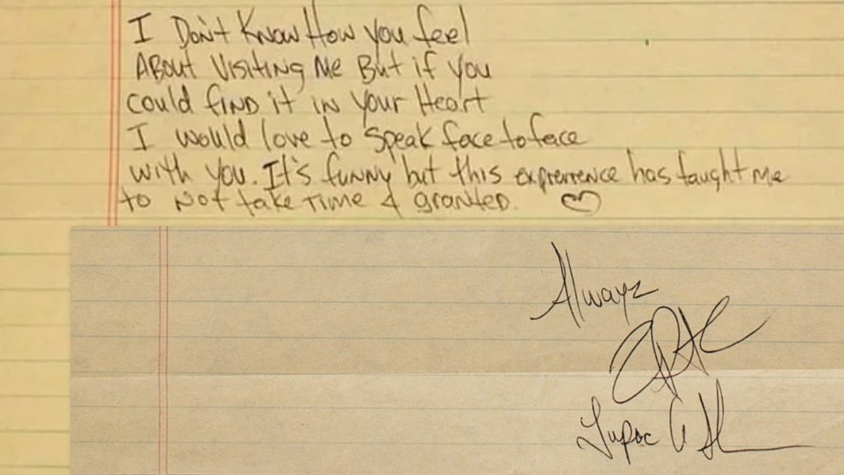 Rap's tweet image. Tupac's breakup letter he wrote to Madonna from prison in 1995 has resurfaced online‼️
