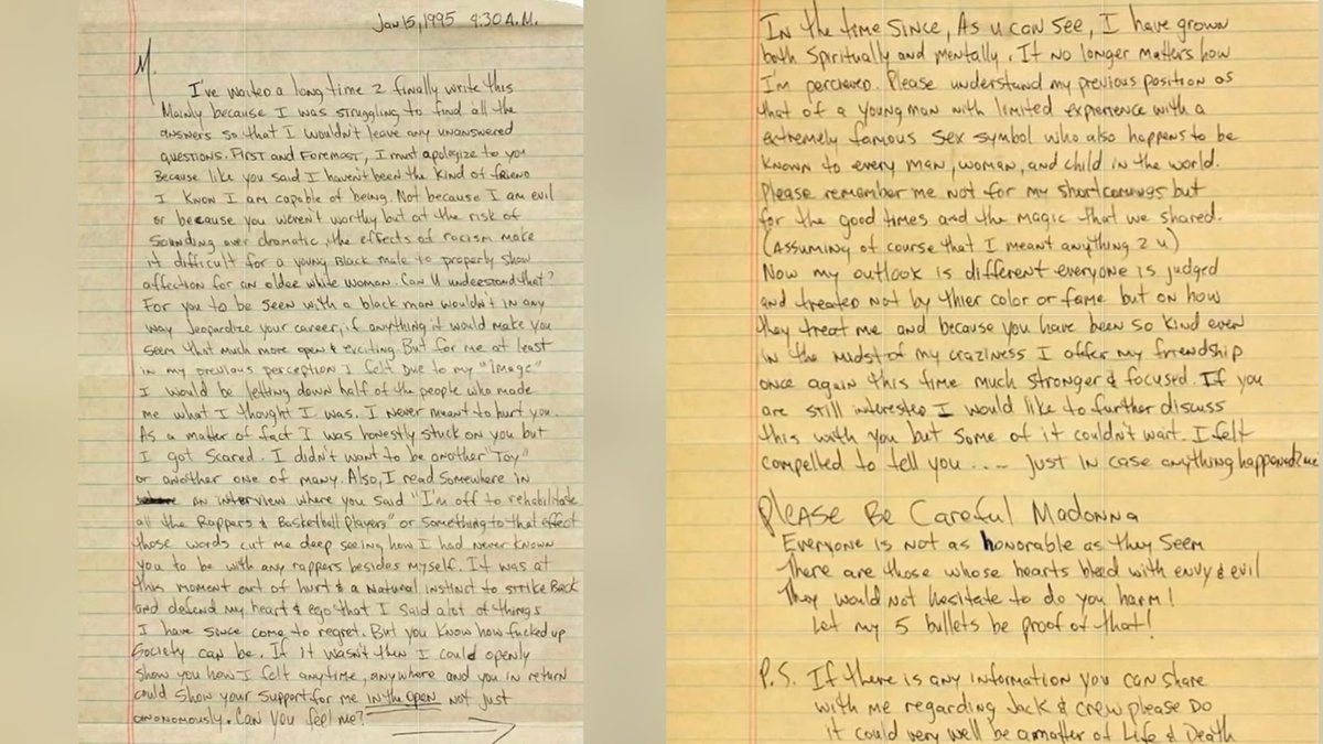 Rap's tweet image. Tupac's breakup letter he wrote to Madonna from prison in 1995 has resurfaced online‼️